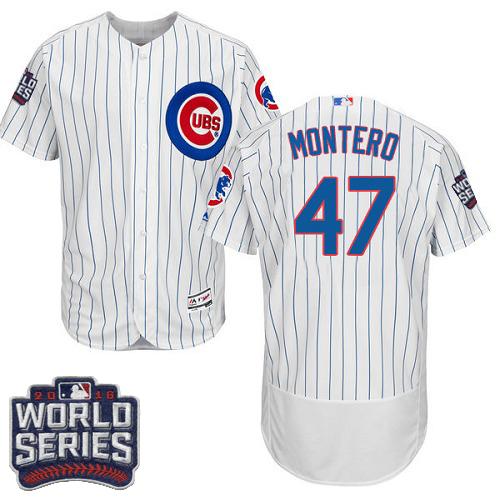 Custom Fan-Made Miguel Montero Bound Chicago Cubs #47 White 2016 Baseball Jersey