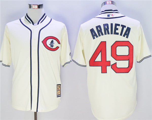 Custom Fan-Made Jake Arrieta Chicago Cubs #49 1929 Throwback Turn Back Clock Edition Baseball Jersey