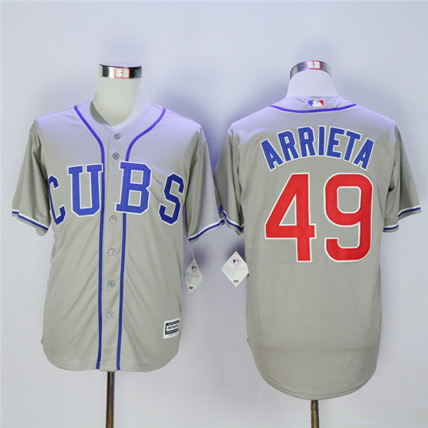 Custom Fan-Made Jake Arrieta Chicago Cubs #49 Grey Baseball Jersey