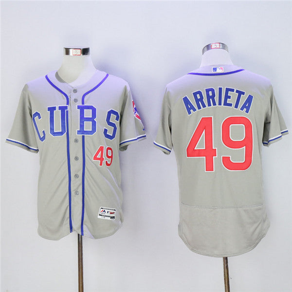 Custom Fan-Made Jake Arrieta Chicago Cubs #49 Grey Baseball Jersey
