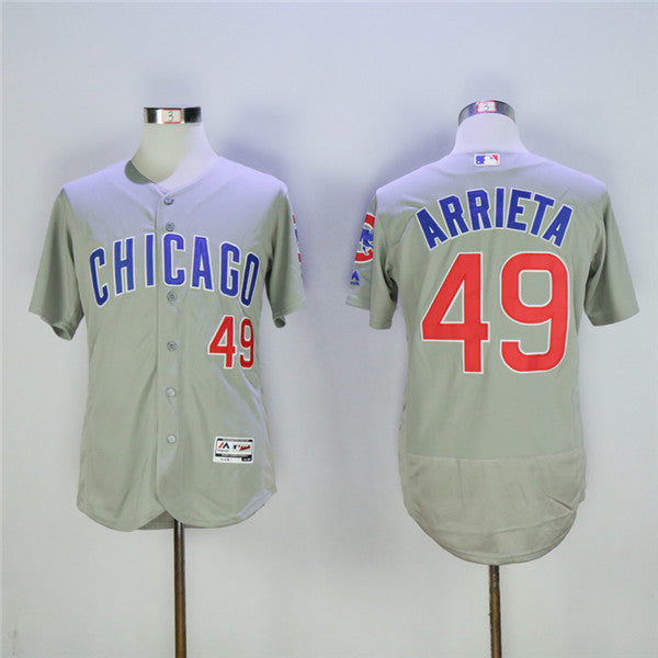 Custom Fan-Made Jake Arrieta Chicago Cubs #49 Grey Baseball Jersey