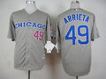 Custom Fan-Made Jake Arrieta Chicago Cubs #49 Grey Throwback Baseball Jersey