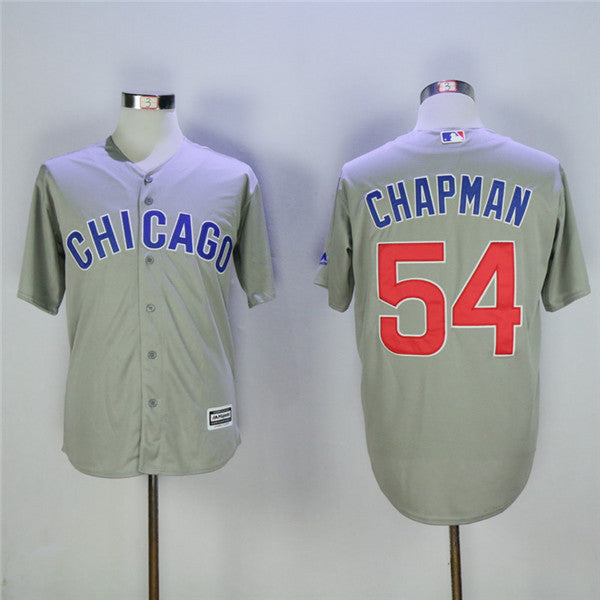 Custom Fan-Made Aroldis Chapman Chicago Cubs #54 Grey Baseball Jersey