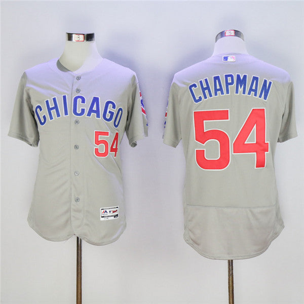 Custom Fan-Made Aroldis Chapman Chicago Cubs #54 Grey Baseball Jersey