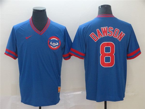 Custom Fan-Made Andre Dawson Chicago Cubs #8 Blue Throwback Baseball Jersey