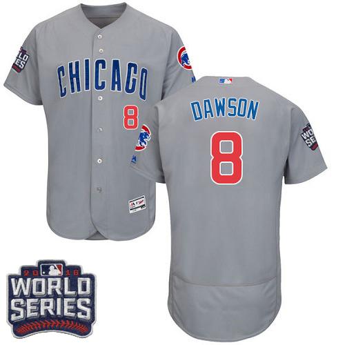 Custom Fan-Made Andre Dawson Bound Chicago Cubs #8 Grey 2016 Baseball Jersey