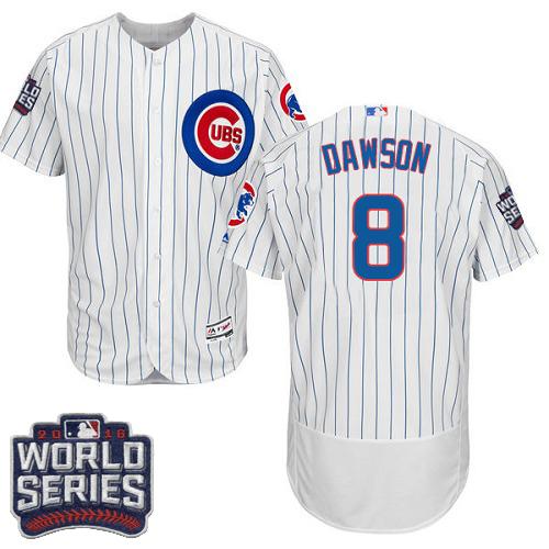 Custom Fan-Made Andre Dawson Bound Chicago Cubs #8 White 2016 Baseball Jersey