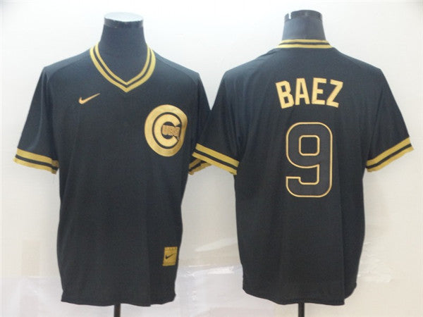 Custom Fan-Made Javier Baez Chicago Cubs #9 Black Baseball Jersey