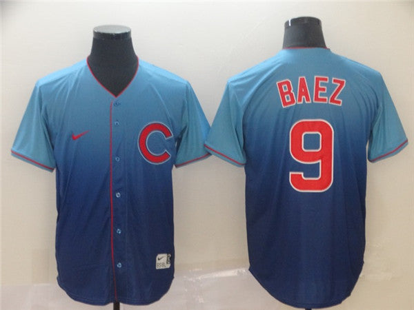 Custom Fan-Made Javier Baez Chicago Cubs #9 Blue Baseball Jersey