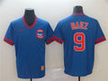 Custom Fan-Made Javier Baez Chicago Cubs #9 Blue Throwback Baseball Jersey