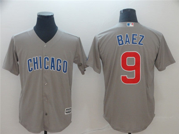 Custom Fan-Made Javier Baez Chicago Cubs #9 Grey Baseball Jersey