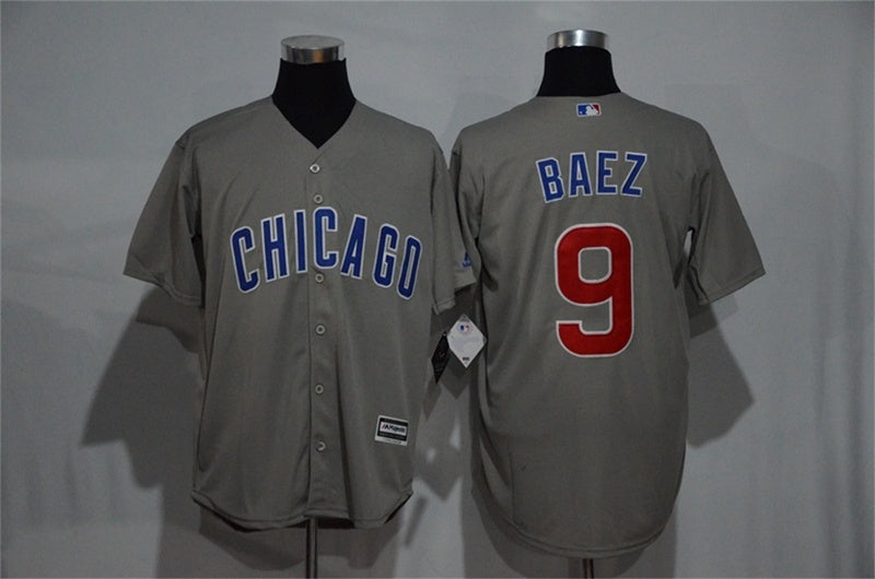 Custom Fan-Made Javier Baez Chicago Cubs #9 Grey Baseball Jersey