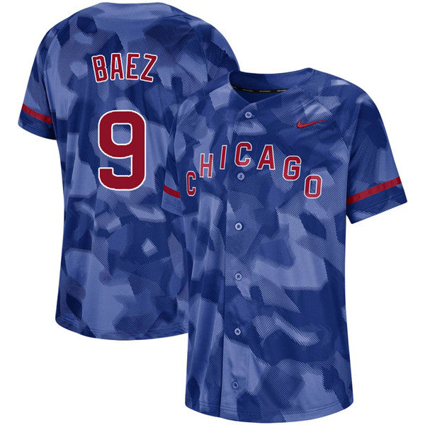 Custom Fan-Made Javier Baez Camo Chicago Cubs #9 Baseball Jersey