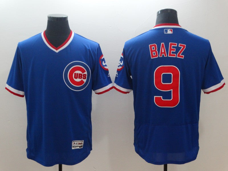 Custom Fan-Made Javier Baez Chicago Cubs #9 Throwback Baseball Jersey