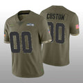 Custom Football S.Seahawks Stitched Olive 2022 Salute To Service Limited Jersey Football Jerseys