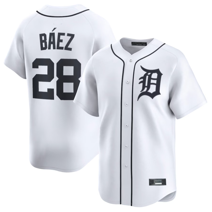 D.Tigers #28 Javier B隆搂隆茅ez Player White Home Limited Baseball Jerseys