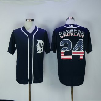 Custom Fan-Made Miguel Cabrera USA Flag Detroit Tigers #24 Baseball Jersey