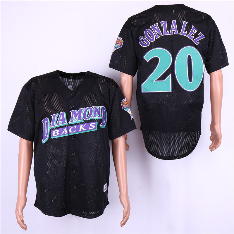 Custom Fan-Made Luis Gonzalez BP Arizona Diamondbacks #20 Black Baseball Jersey