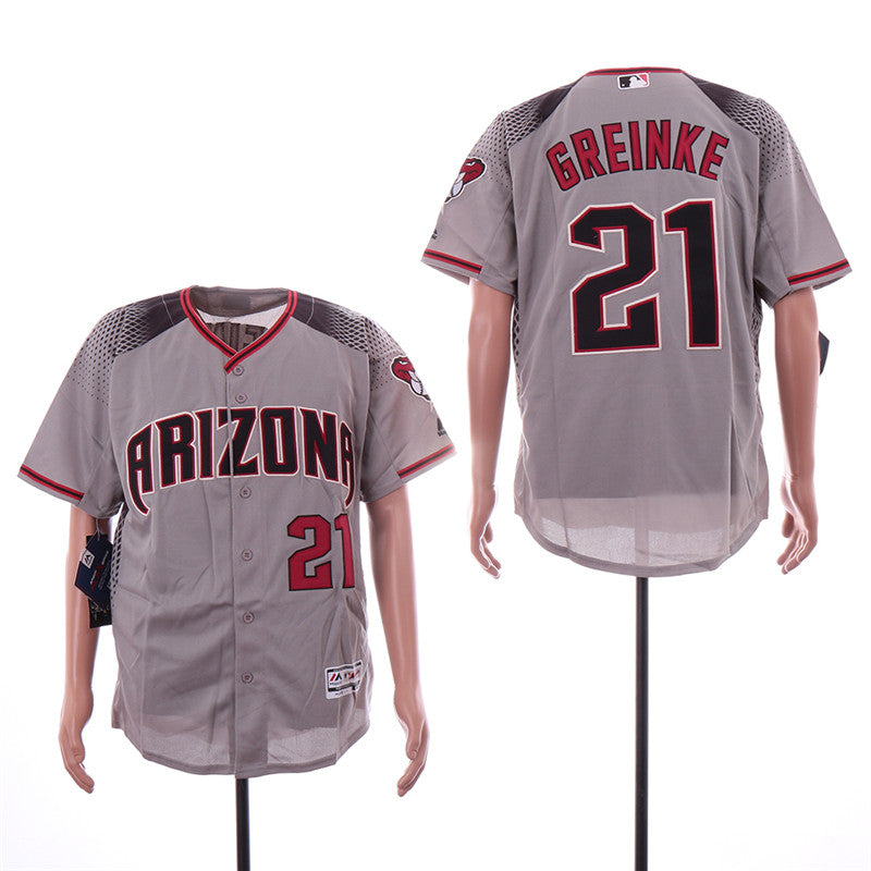 Custom Fan-Made Zack Greinke Arizona Diamondbacks #21 Grey Baseball Jersey