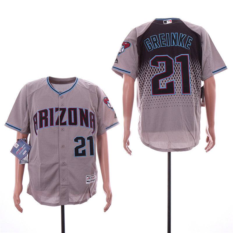 Custom Fan-Made Zack Greinke Teal Arizona Diamondbacks #21 Grey Baseball Jersey