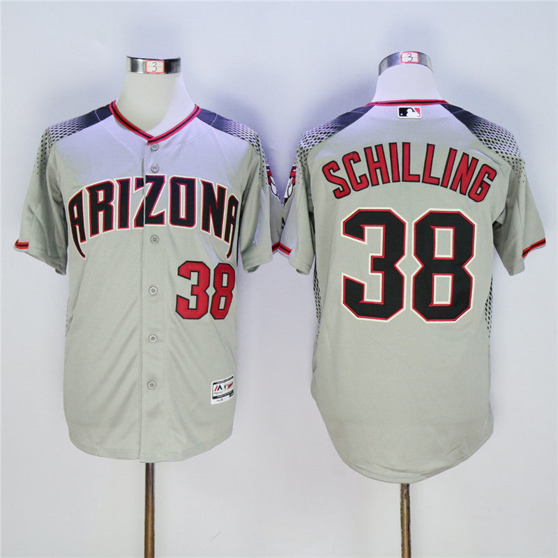 Custom Fan-Made Curt Schilling Arizona Diamondbacks #38 Grey Baseball Jersey