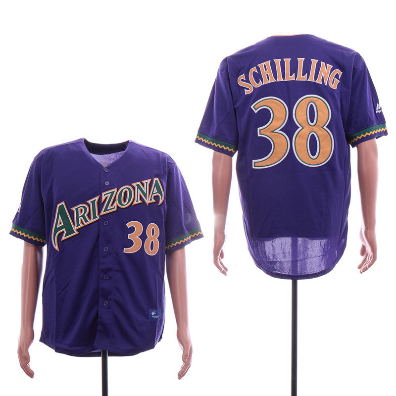 Custom Fan-Made Curt Schilling Arizona Diamondbacks #38 Purple Throwback Baseball Jersey