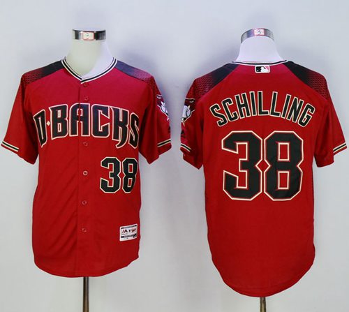 Custom Fan-Made Curt Schilling Brick Arizona Diamondbacks #38 Red Baseball Jersey