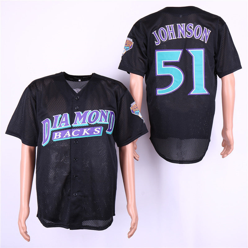 Custom Fan-Made Randy Johnson BP Arizona Diamondbacks #51 Black Baseball Jersey