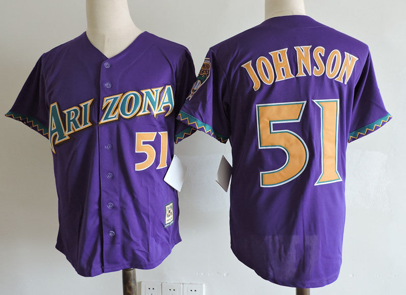 Custom Fan-Made Randy Johnson Arizona Diamondbacks #51 Purple Baseball Jersey