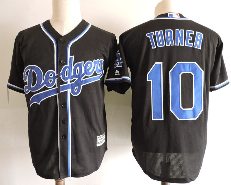 Custom Fan-Made Justin Turner Los Angeles Dodgers #10 Black Baseball Jersey