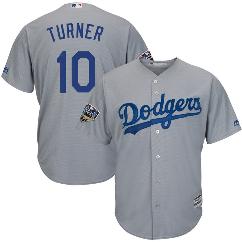 Custom Fan-Made Justin Turner Los Angeles Dodgers #10 Grey 2018 Baseball Jersey