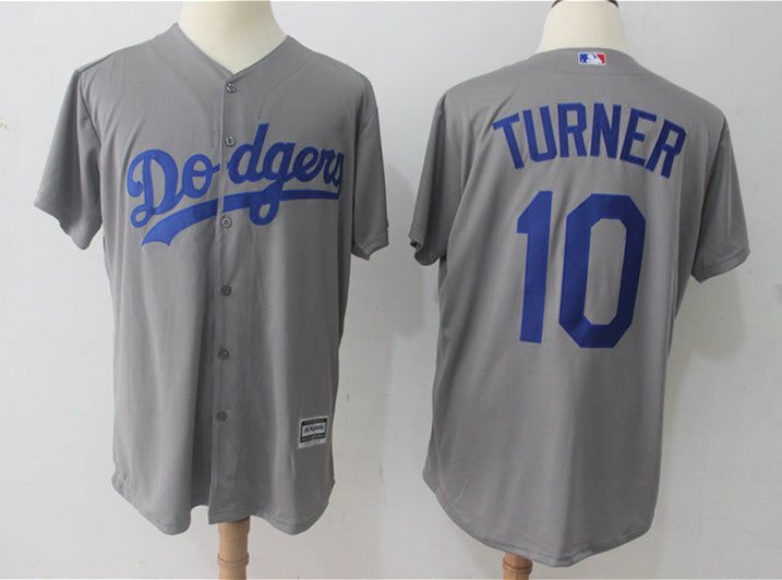 Custom Fan-Made Justin Turner Los Angeles Dodgers #10 Grey Baseball Jersey