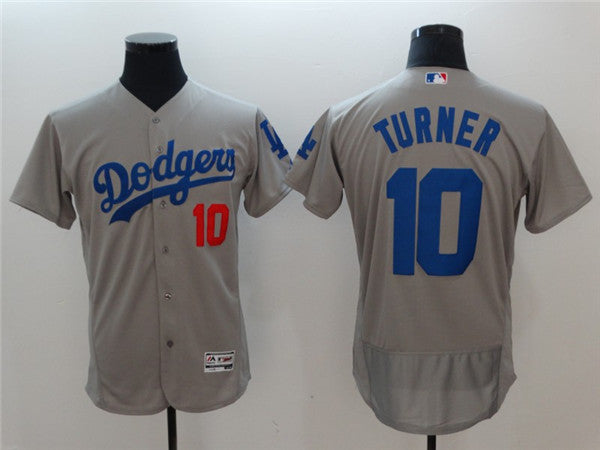 Custom Fan-Made Justin Turner Los Angeles Dodgers #10 Grey Baseball Jersey