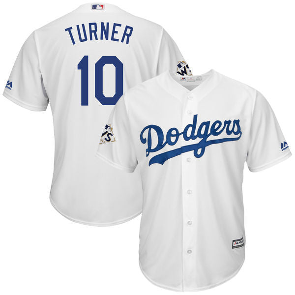 Custom Fan-Made Justin Turner Bound Los Angeles Dodgers #10 White 2017 Baseball Jersey
