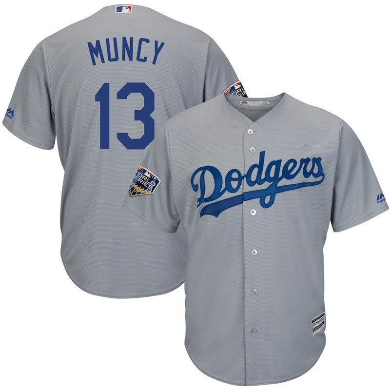 Custom Fan-Made Max Muncy Los Angeles Dodgers #13 Grey 2018 Baseball Jersey