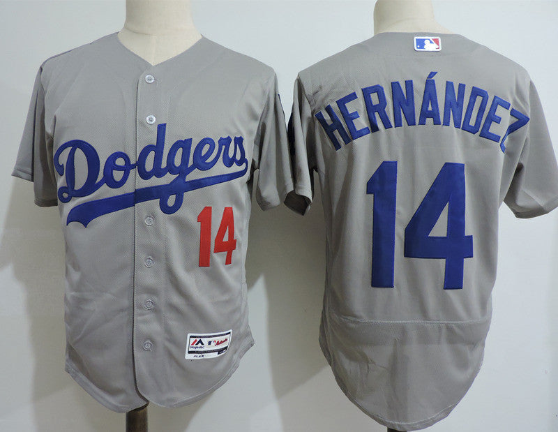 Custom Fan-Made Enrique Hernandez Los Angeles Dodgers #14 Grey Baseball Jersey