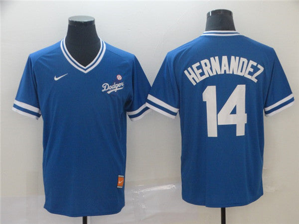 Custom Fan-Made Enrique Hernandez Los Angeles Dodgers #14 Throwback Baseball Jersey
