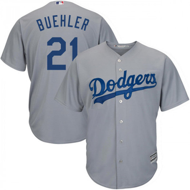 Custom Fan-Made Walker Buehler Los Angeles Dodgers #21 Grey Baseball Jersey