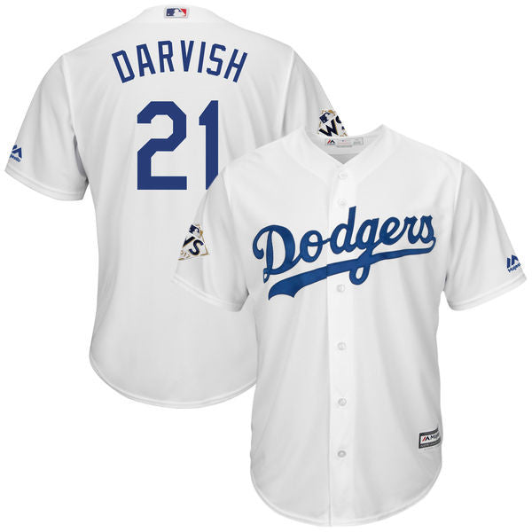 Custom Fan-Made Yu Darvish Bound Los Angeles Dodgers #21 White 2017 Baseball Jersey