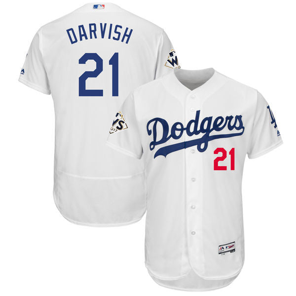 Custom Fan-Made Yu Darvish Bound Los Angeles Dodgers #21 White 2017 Baseball Jersey