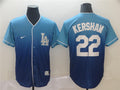 Custom Fan-Made Clayton Kershaw Los Angeles Dodgers #22 Blue Baseball Jersey