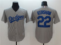 Custom Fan-Made Clayton Kershaw Los Angeles Dodgers #22 Grey Baseball Jersey