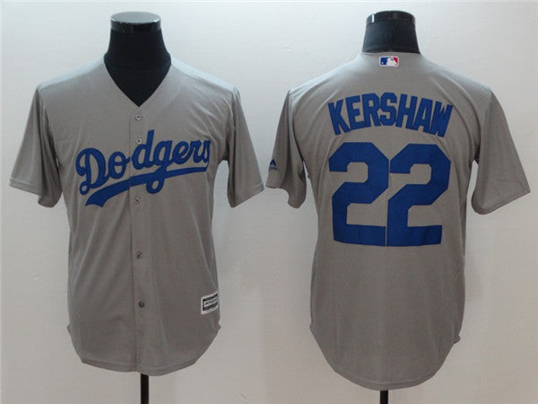 Custom Fan-Made Clayton Kershaw Los Angeles Dodgers #22 Grey Baseball Jersey