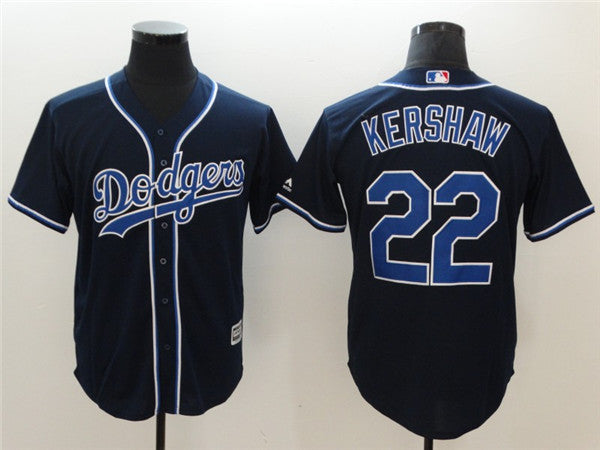 Custom Fan-Made Clayton Kershaw Los Angeles Dodgers #22 Navy Baseball Jersey