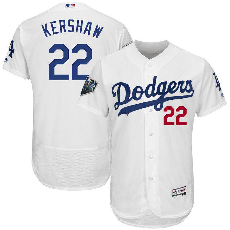 Custom Fan-Made Clayton Kershaw Los Angeles Dodgers #22 White 2018 Baseball Jersey