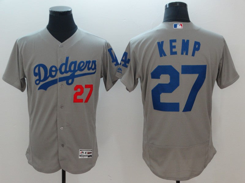 Custom Fan-Made Matt Kemp Los Angeles Dodgers #27 Grey Baseball Jersey