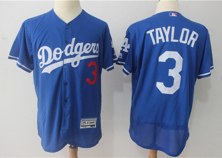 Custom Fan-Made Chris Taylor Los Angeles Dodgers #3 Blue Baseball Jersey