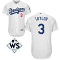 Custom Fan-Made Chris Taylor Bound Los Angeles Dodgers #3 White 2017 Baseball Jersey
