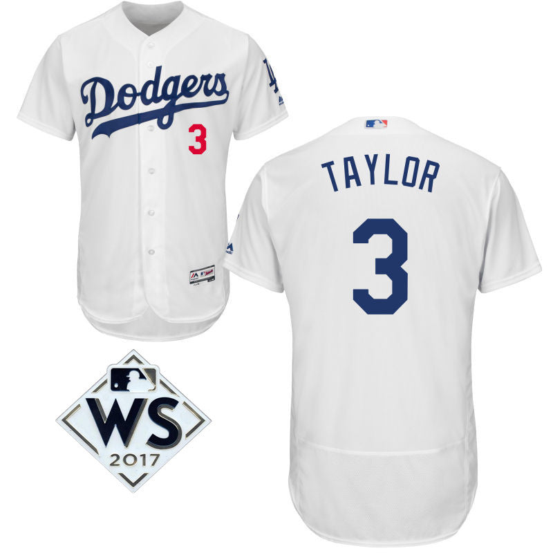 Custom Fan-Made Chris Taylor Bound Los Angeles Dodgers #3 White 2017 Baseball Jersey