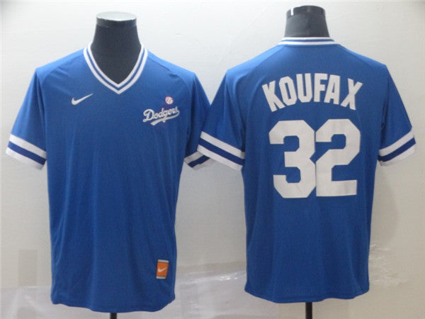 Custom Fan-Made Sandy Koufax Los Angeles Dodgers #32 Blue Throwback Baseball Jersey
